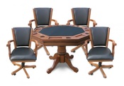 Antique Dark Oak Kingston 3-n-1 Poker Table with 4 Chairs - Item NG2351