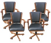 Antique Dark Oak Poker Chairs - Set of 4 - Item NG2351CH