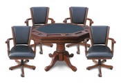 Walnut Kingston 3-n-1 Poker Table with 4 Chairs - Item NG2366
