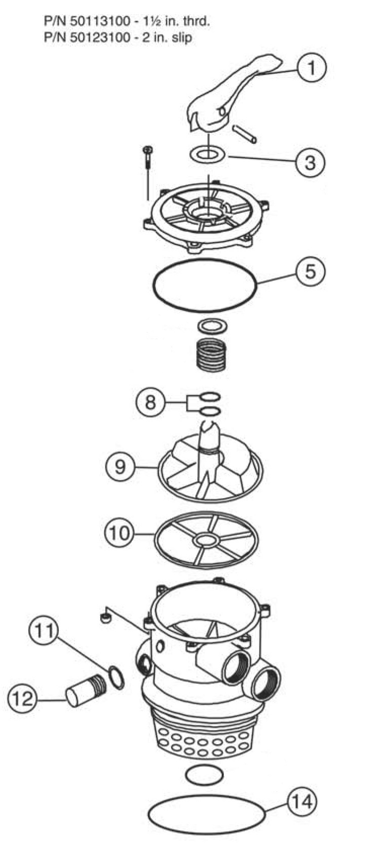 Pentair 6-Position-Top-Mount-Clampon-Multiport-V replacement parts