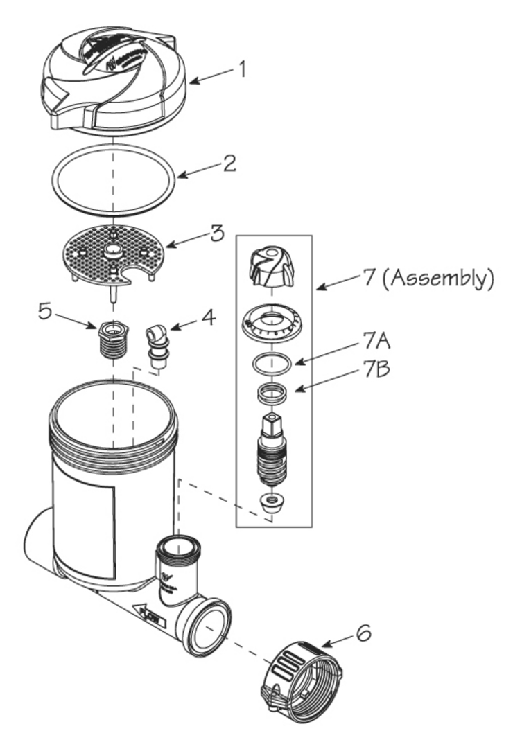 Waterway Above-Ground-InLine-Chlorinator replacement parts