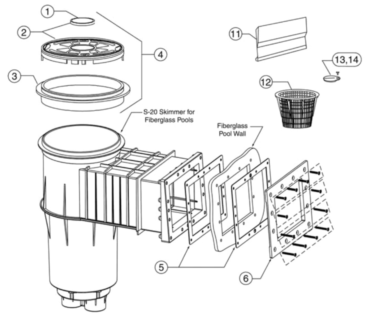 Pentair Admiral-S20-Wedge-Skimmers replacement parts