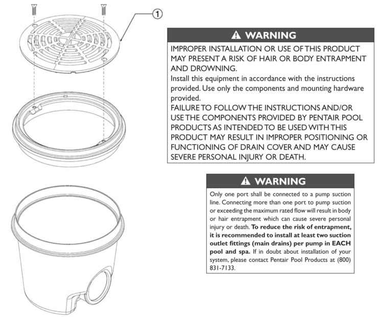 Pentair Geyser-Main-Drain replacement parts