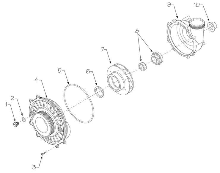 Waterway HiFlo-Side-Discharge-Wet-Ends replacement parts