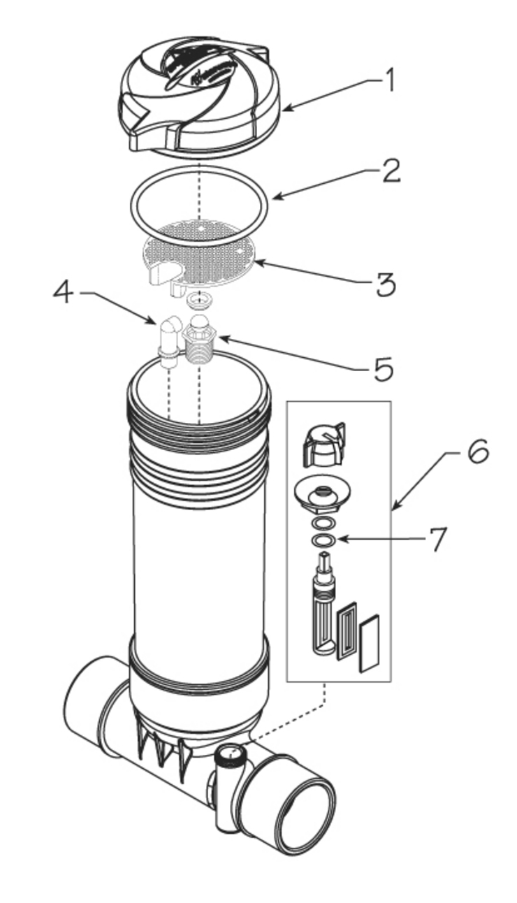 Waterway InLine-Chlorinator-New-Style replacement parts