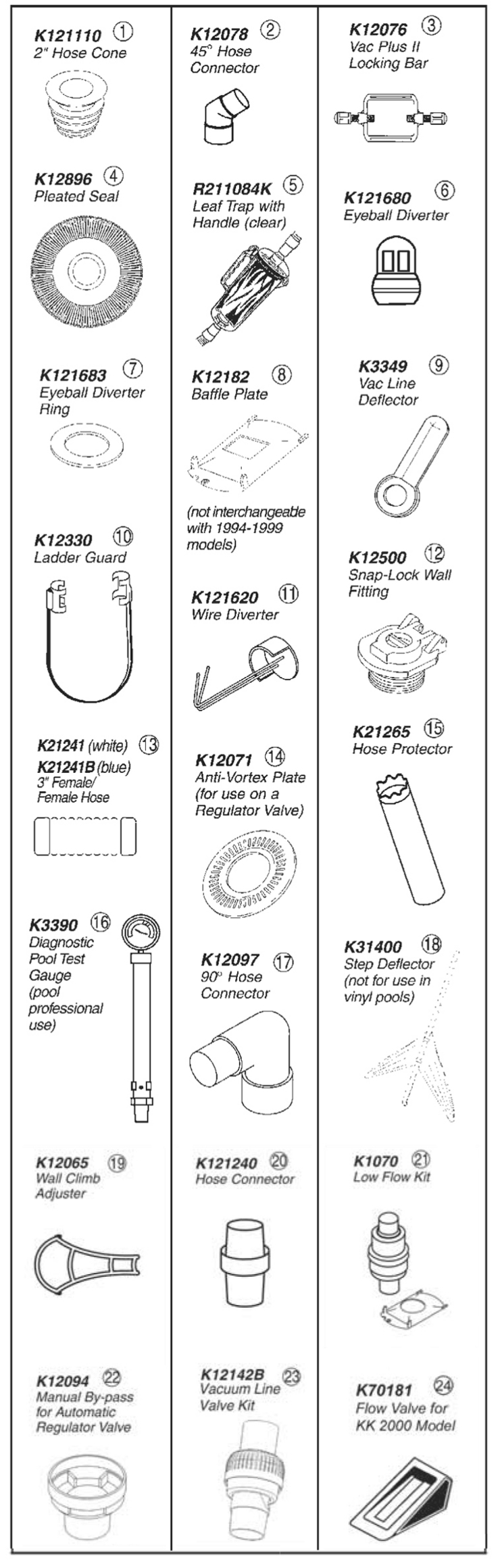 Pentair Kreepy-Krauly-Hose-Accessories-2000-Mode replacement parts