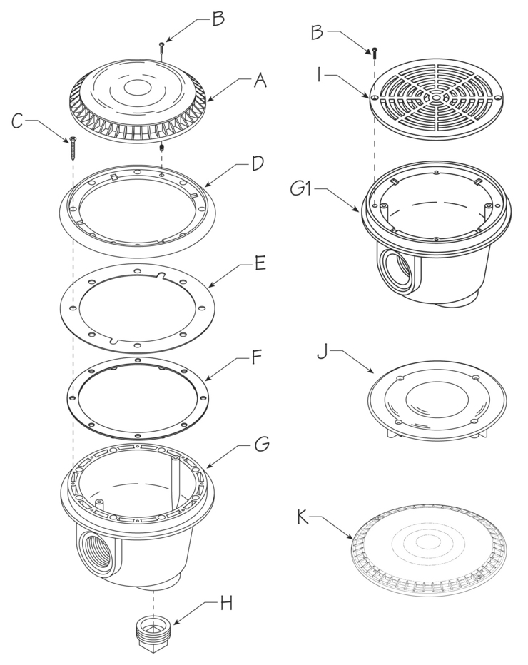 Waterway Main-Drain replacement parts