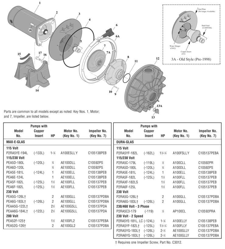 Sta-Rite MaxEGlas-DuraGlas-Series-Up-Rate-Models replacement parts
