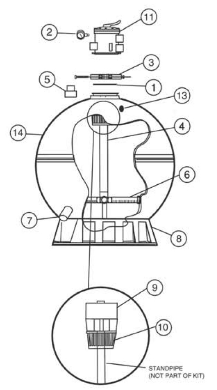 Pentair Meteor-Top-Mount replacement parts