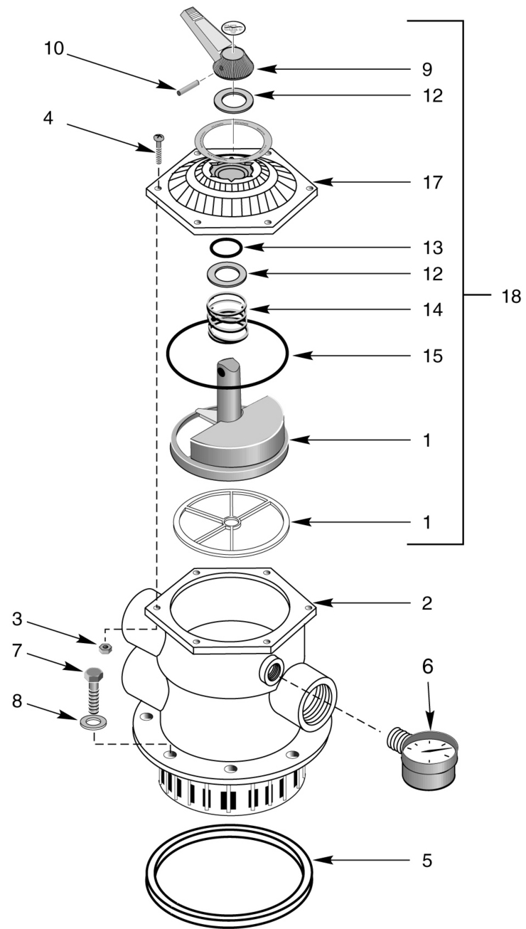 Sta-Rite MultiPort-Top-Mount-Valve-Assembly-1-12 replacement parts