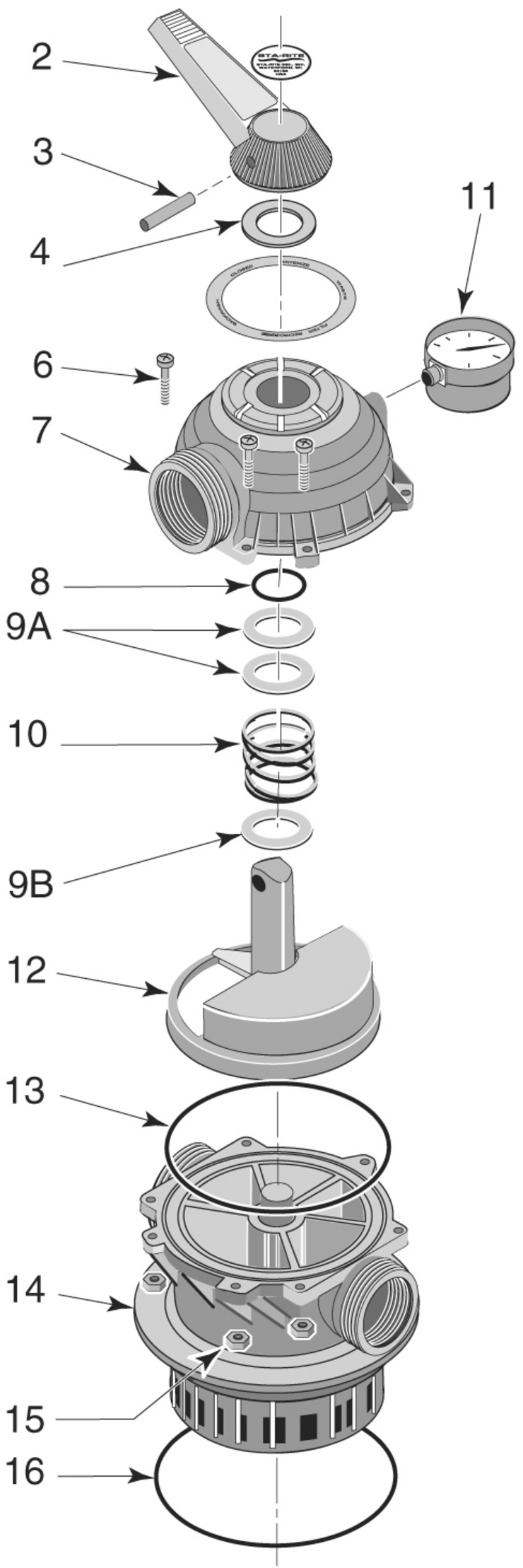 Sta-Rite MultiPort-Valve-1-12 replacement parts