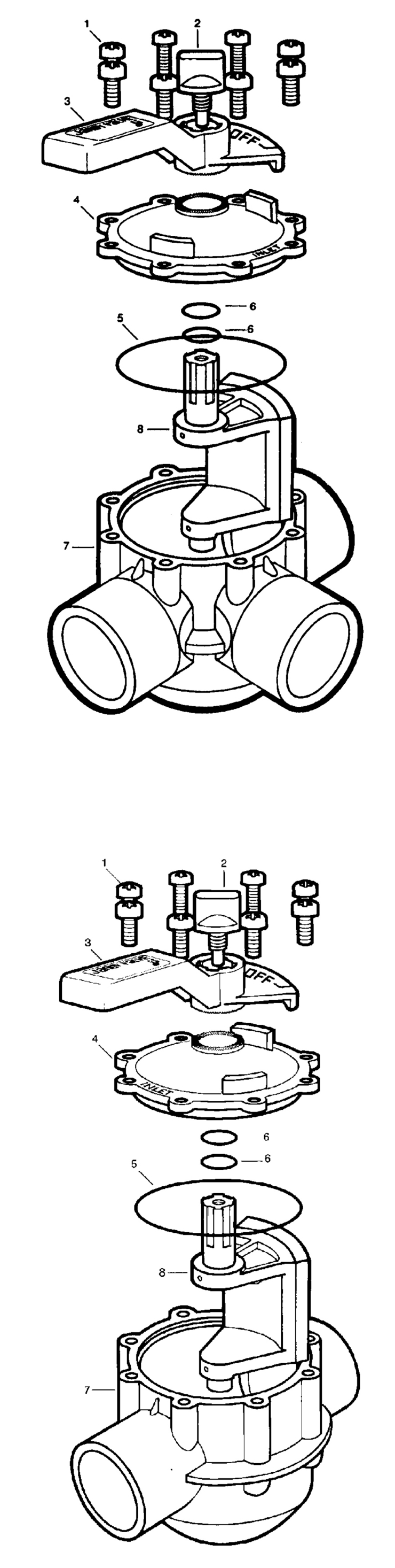 Jandy NeverLube-Backwash-Valve-Series replacement parts