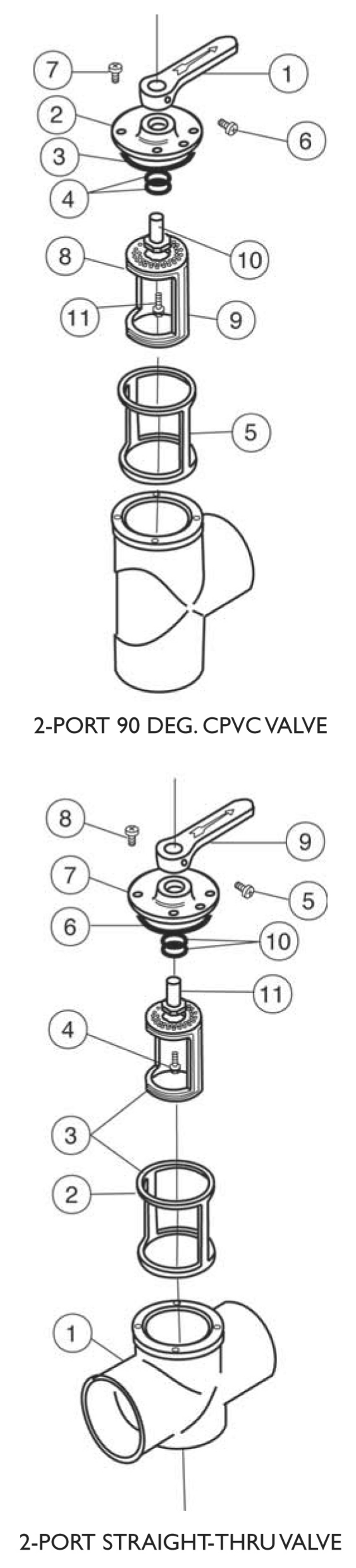 Pentair Ortega-2Port-Thru-90-deg-Valves replacement parts