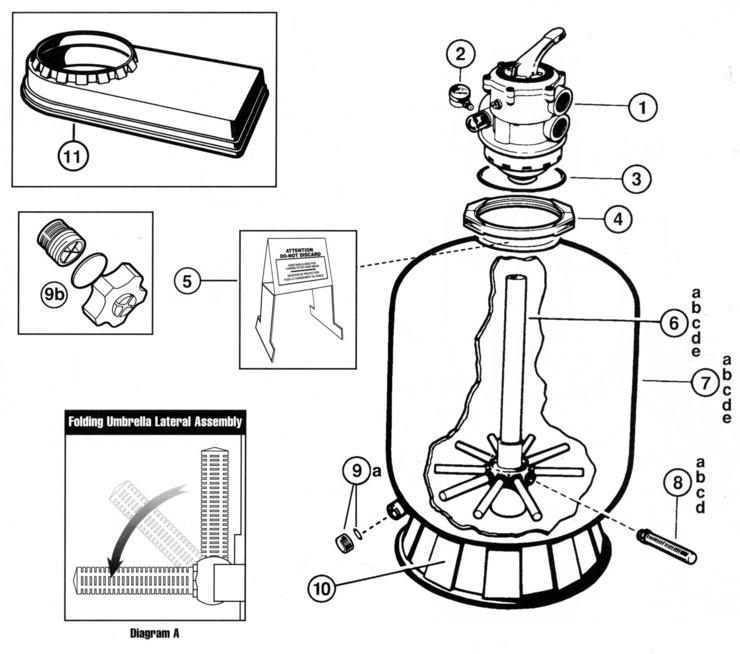 Hayward S180T-210T-220T-230T-244T-Sand-Filter-Se replacement parts