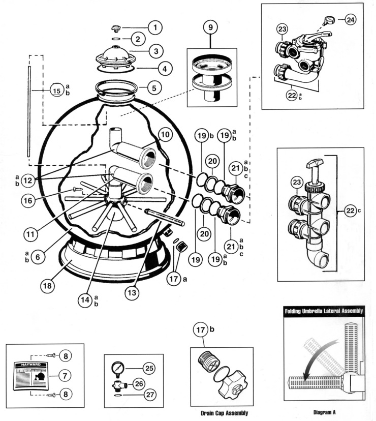 Hayward S311SX-S311SXV-S360SX-Sand-Filter-Series replacement parts