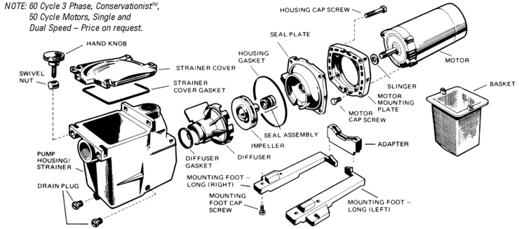 Hayward Super-Pump-Models-SP2600X5-SP2605X7-SP26 replacement parts