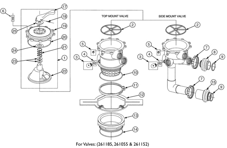 Pentair Top-MountSide-Mount-2-Valves replacement parts