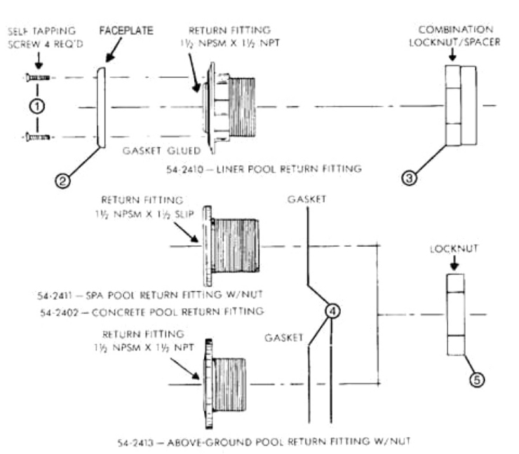 Pentair Wall-Fittings replacement parts