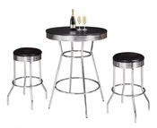 Remington Chrome And Black 3 Piece Pub Table Set - Item NG2725BL