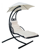 Hanging Lounge with Shade Sunbrella Canopy - Beige - Item NU3215