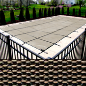 16 x 36 Rectangle with 4 x 8 Right Side Steps King Mesh Tan Safety Pool Cover 20 ... - Item PT-IG-300106