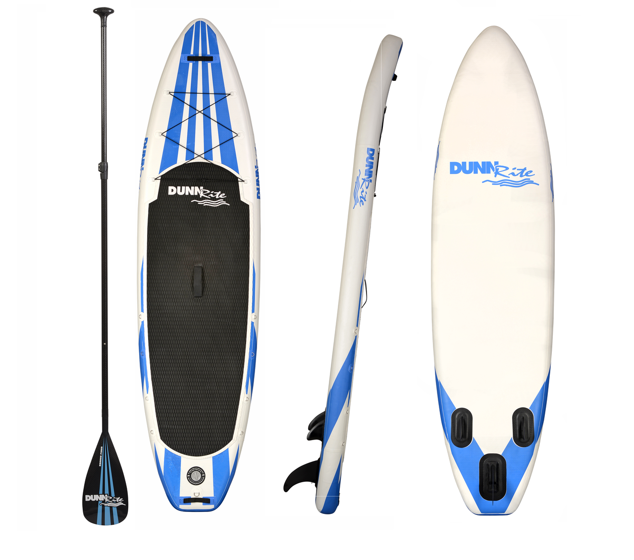 Dunnrite Inflatable SUP - White with Blue Stripes - Item SUP2