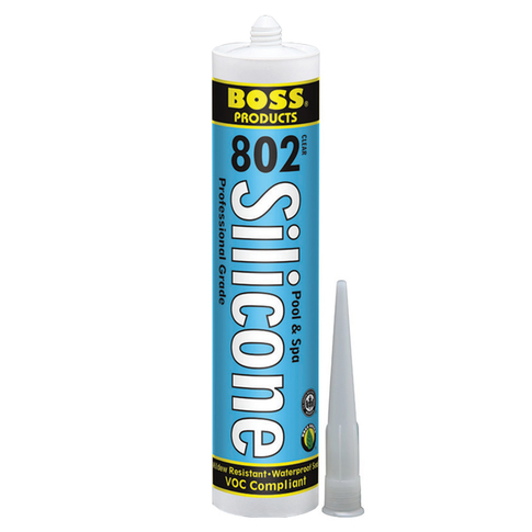 Boss 802 Pool & Spa Acetoxy Cure Silicone General Purpose Adhesive 10.3 oz.