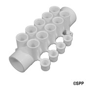 Manifold PVC Waterway 1.5" Sx1.5" Spgx (10) 1/2" S (4) Plgs - Item 672-4630 Manifold PVC Waterway 1.5" Sx1.5" Spgx (10) 1/2" S (4) Plgs - Item 672-4630